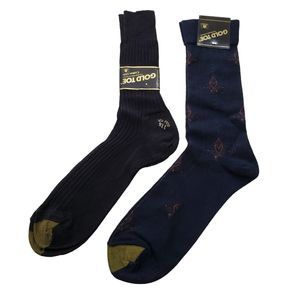 NWT Two Pair Gold Toe Men's Socks (Black and Navy)